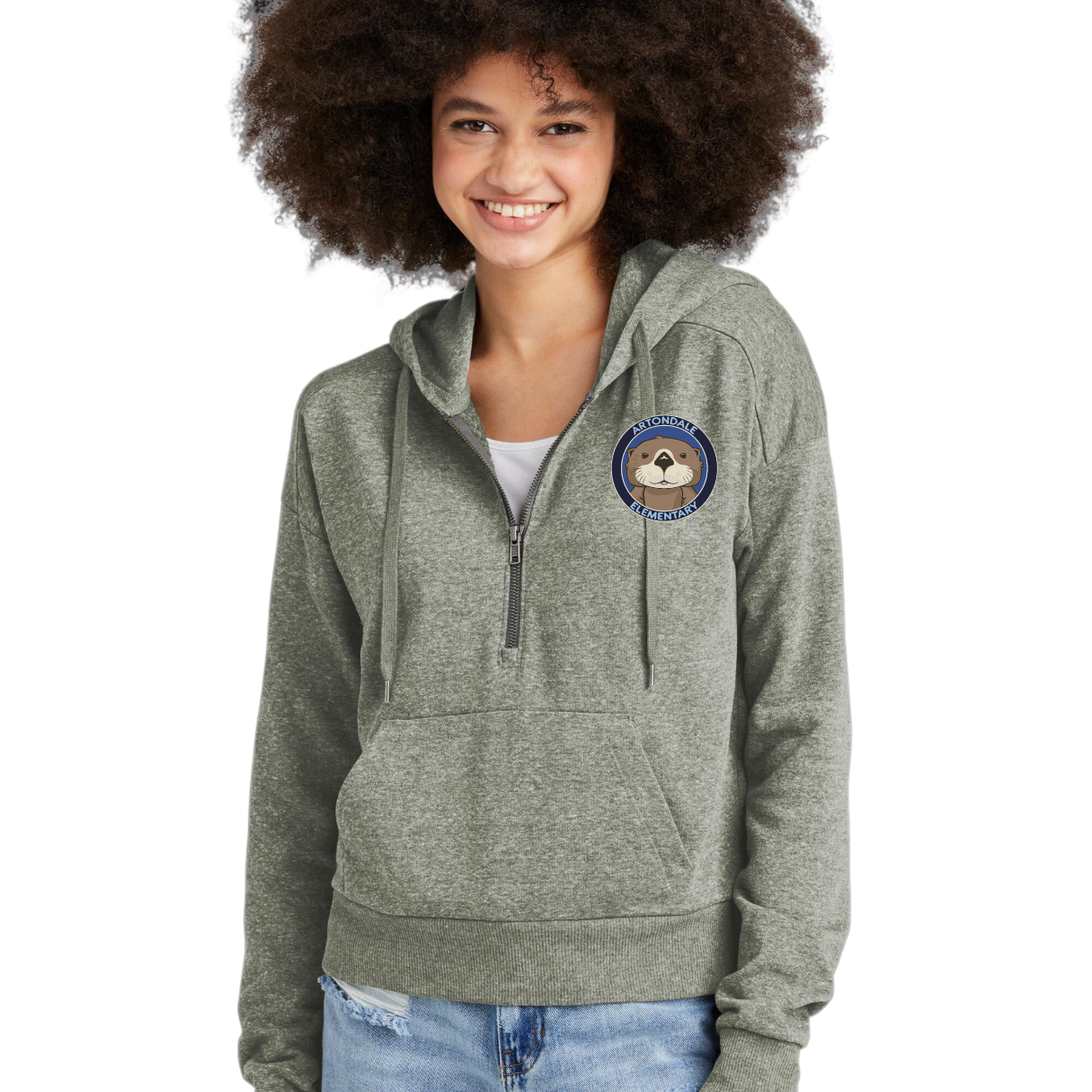 Otter Womens Hooded 1/4 Zip Sweatshirt