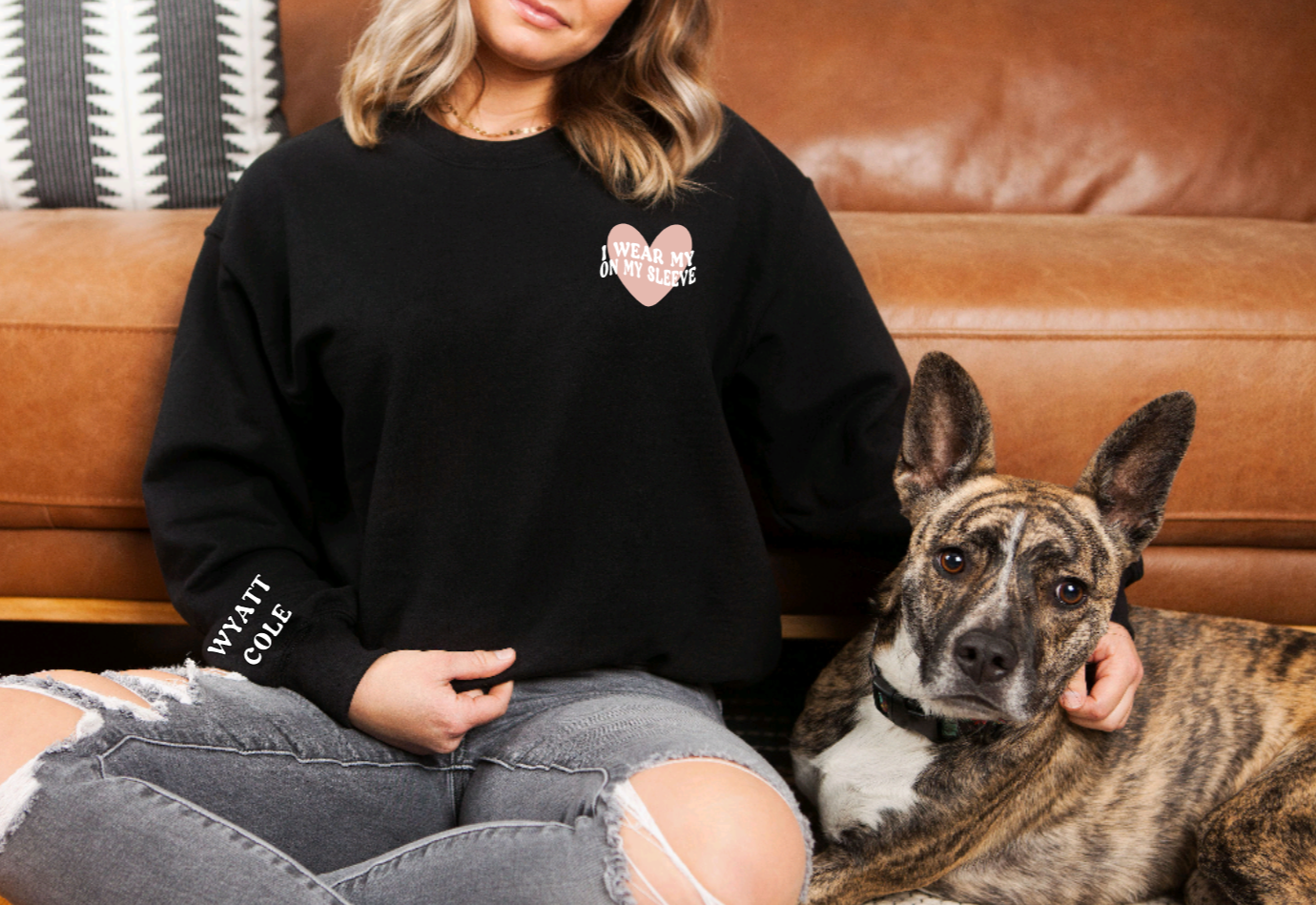 Wear My Heart on my Sleeve Crewneck and Tee- Adult Sizes Only