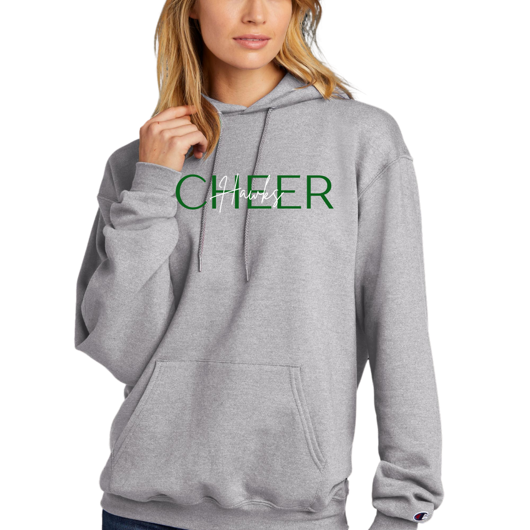 Hawks Cheer Cursive Hooded Sweatshirt - Adult and Youth sizes