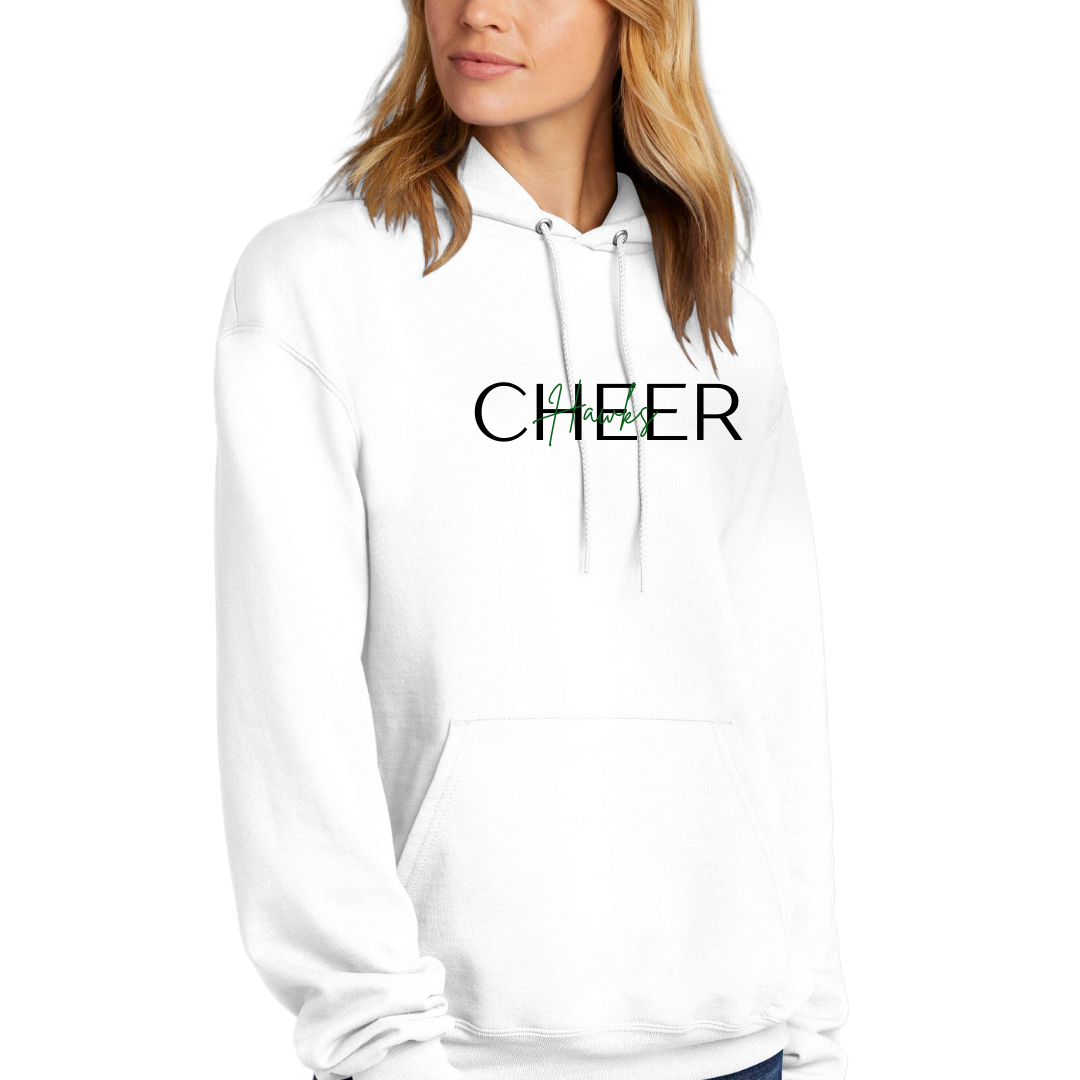 Hawks Cheer Cursive Hooded Sweatshirt - Adult and Youth sizes