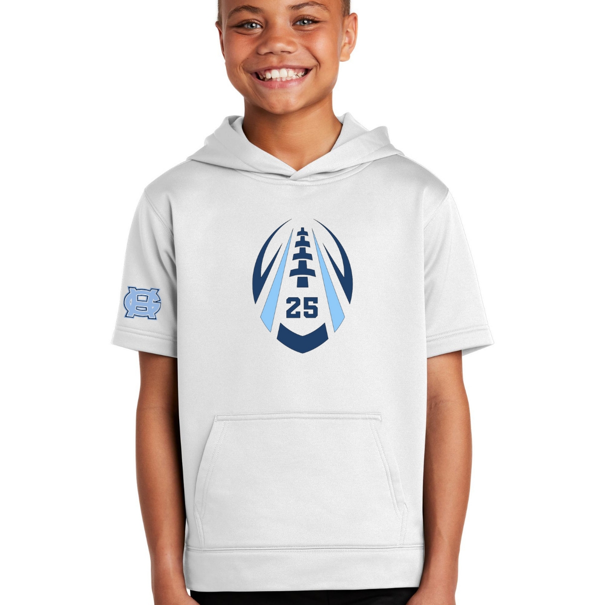 Tides Football Favorite Player Short Sleeved Performance Hoodie - Adult and Youth
