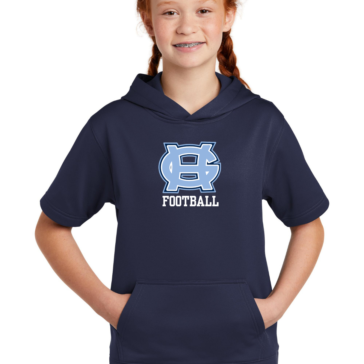 Classic GH Football Short Sleeved Performance Hooded Sweatshirt- Adult and Youth