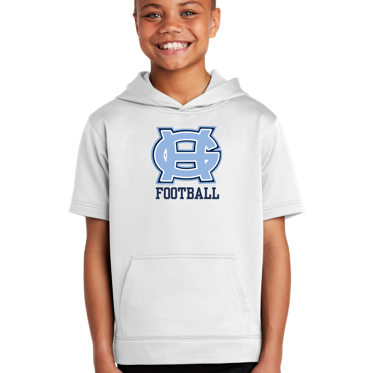 Classic GH Football Short Sleeved Performance Hooded Sweatshirt- Adult and Youth
