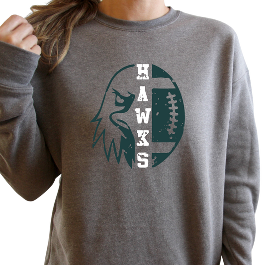 Hawks Head Crewneck-Adult and Youth