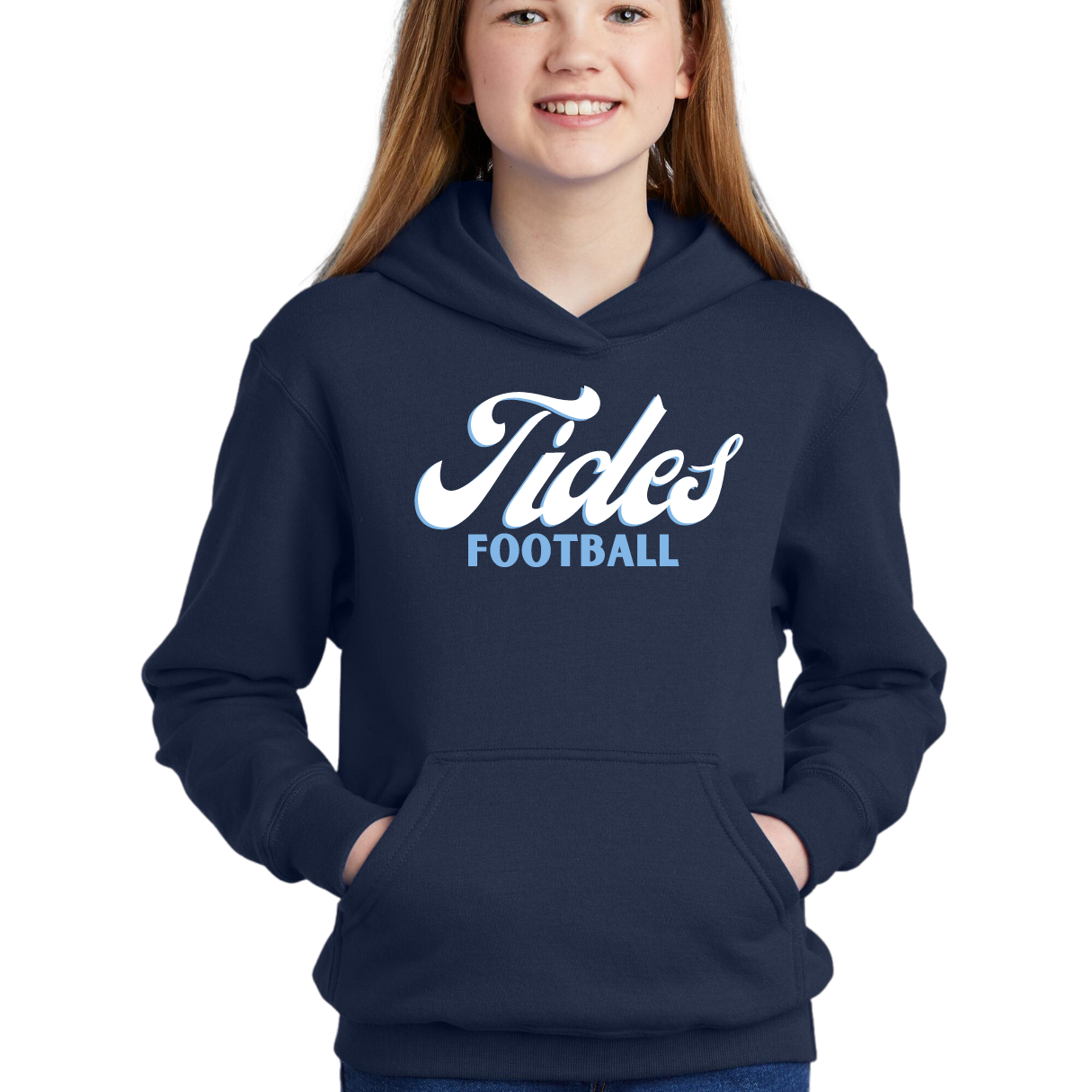 Retro Tides Football Hooded Sweatshirt- Adult and Youth