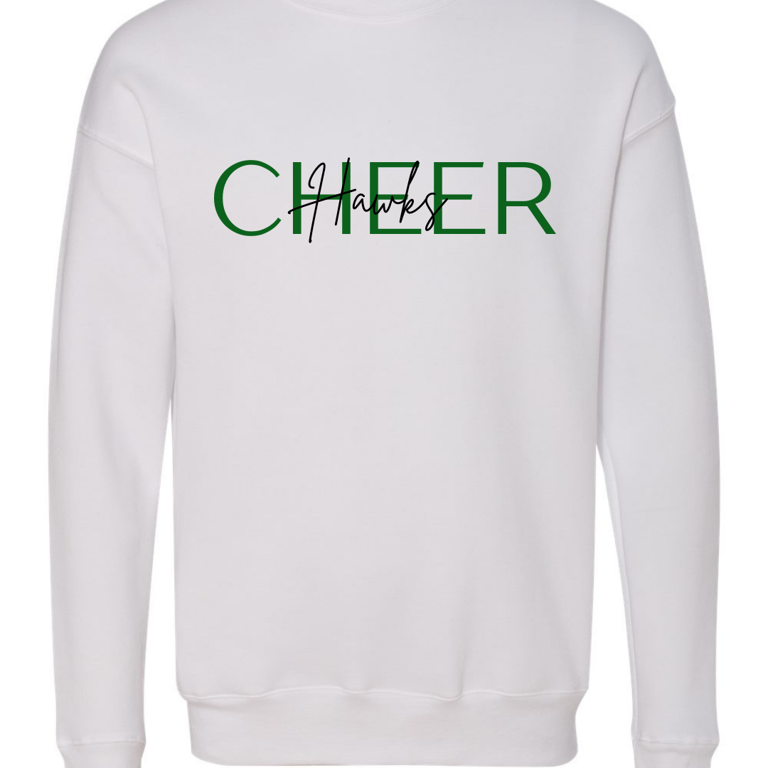 Hawks Cheer Cursive Crewneck Sweatshirt - Adult and Youth sizes