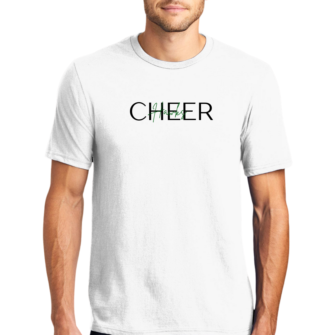 Hawks Cheer Cursive Tee - Adult and Youth sizes