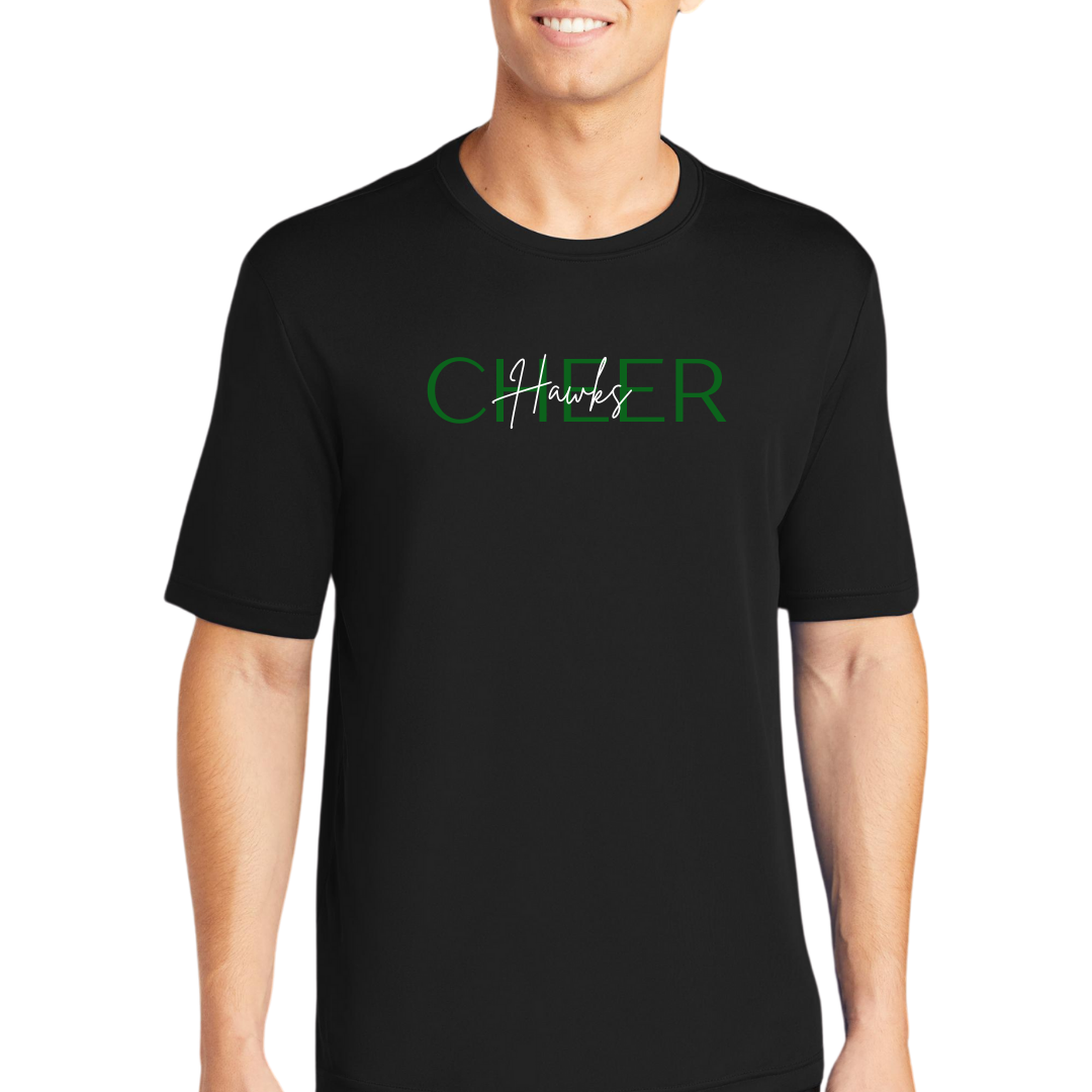 Hawks Cheer Cursive Tee - Adult and Youth sizes