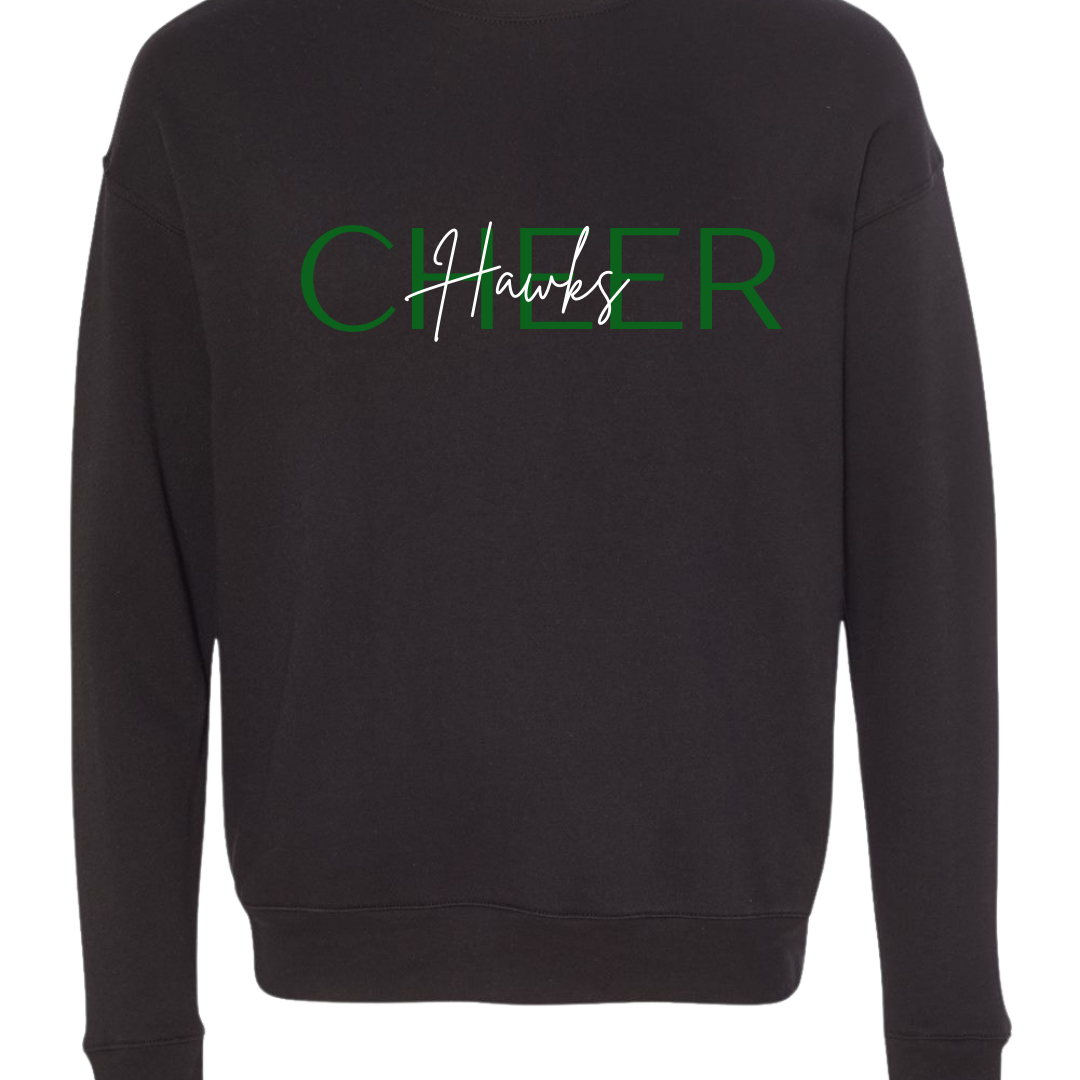 Hawks Cheer Cursive Crewneck Sweatshirt - Adult and Youth sizes