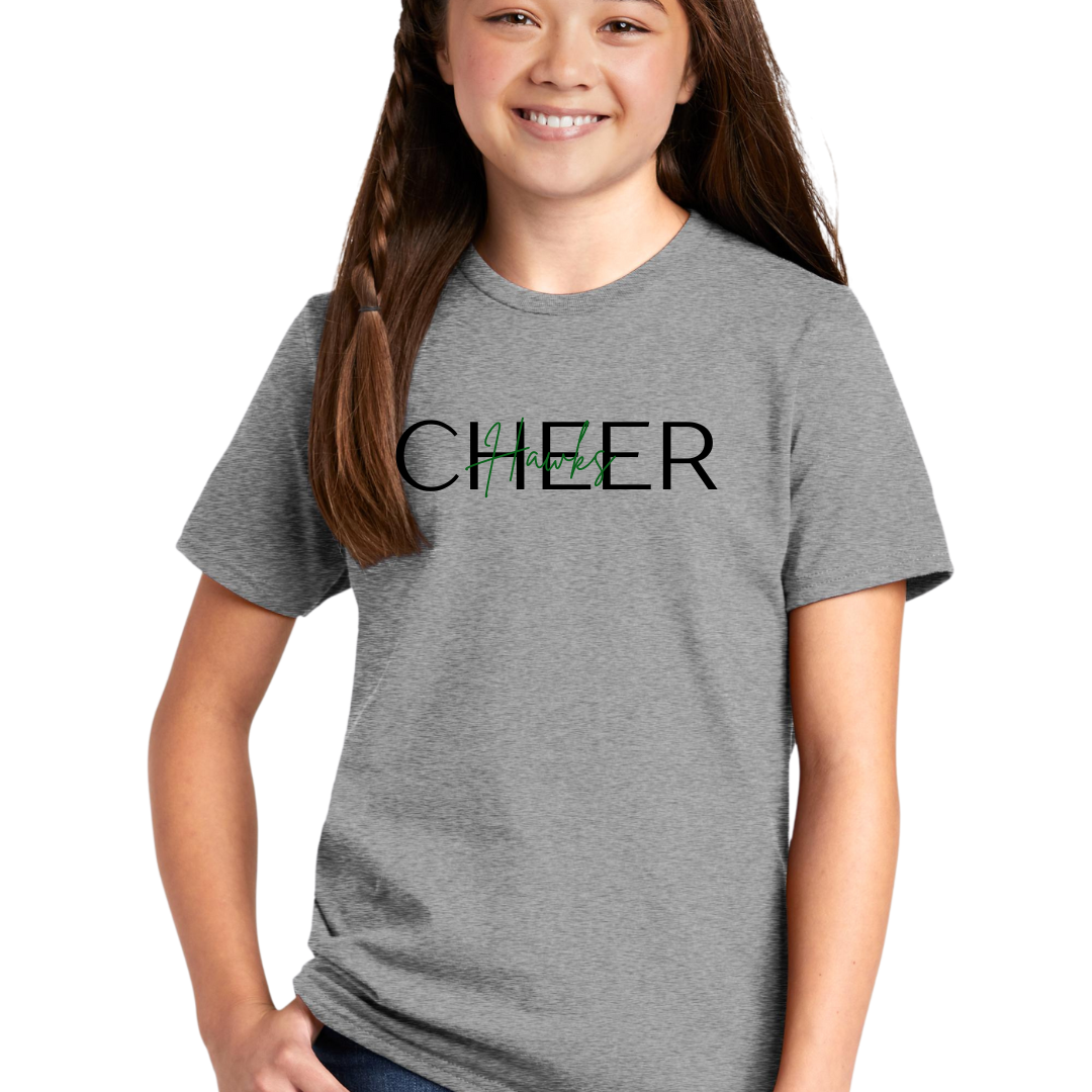 Hawks Cheer Cursive Tee - Adult and Youth sizes