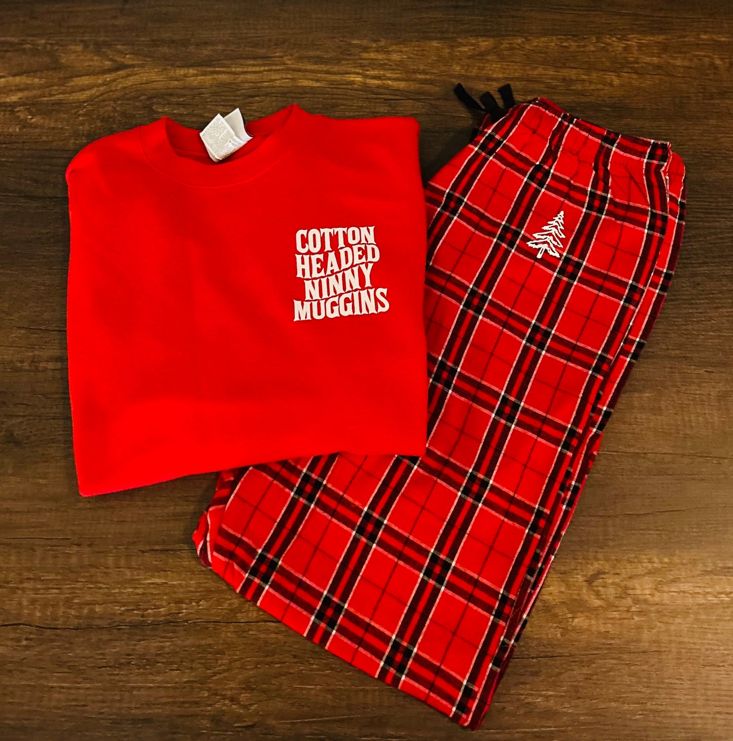 Elf Crewneck and Flannel Pajama Bottoms - Adult and Youth Sizing