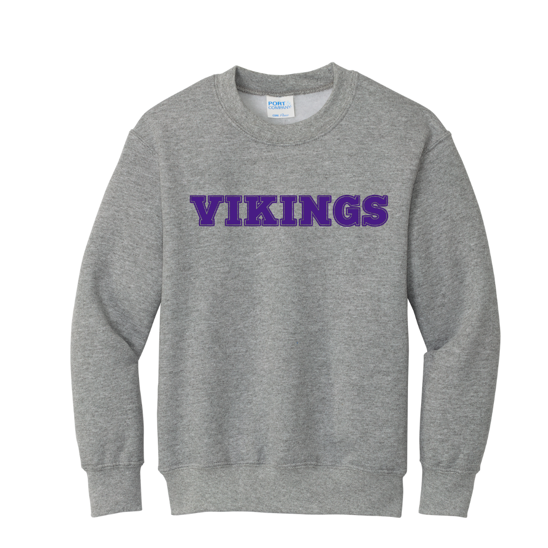 Vikings Outlined Crewneck- Adult and Youth sizing